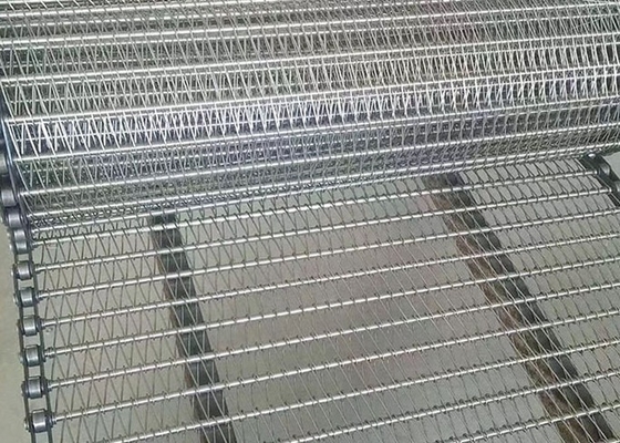 Chuỗi chế biến thực phẩm Băng tải lưới liên kết Dây thép không gỉ phẳng