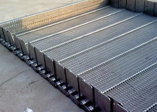 Băng tải xích lưới dệt trơn chịu nhiệt Chất liệu 304SS