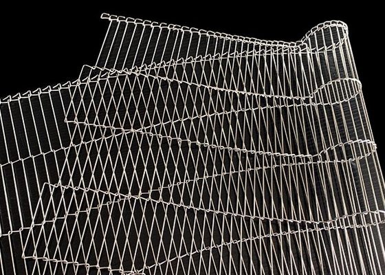 Vận chuyển kim loại Flat Flex Wire Mesh Băng tải Enrober Thép không gỉ