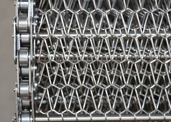 SUS304 / SUS316 Stainless Steel Chain Link Spiral Wire Mesh Belt Để vận chuyển thực phẩm hoặc đông lạnh / sấy
