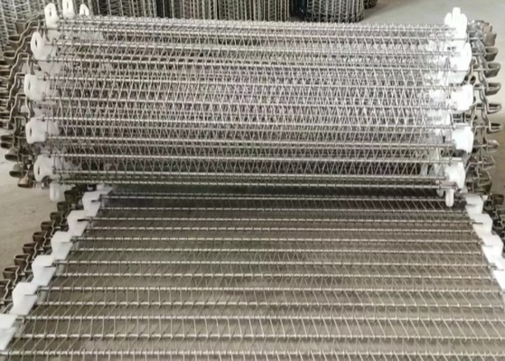 Chiều rộng 400mm Sus304 Dây đai lưới xoắn ốc Chế biến đông lạnh thịt